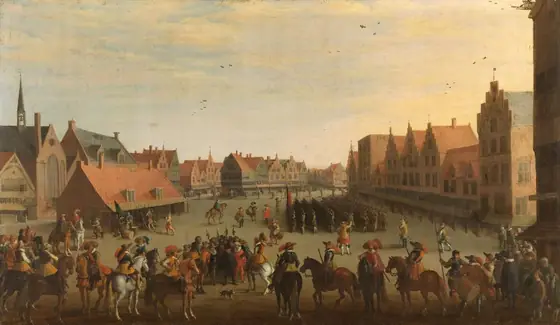 The Disbanding of the 'Waardgelders' (Mercenaries in the Pay of the Town Government) by Prince Maurits in Utrecht, 31 July 1618, Joost Cornelisz Droochsloot, 1625, oil on canvas