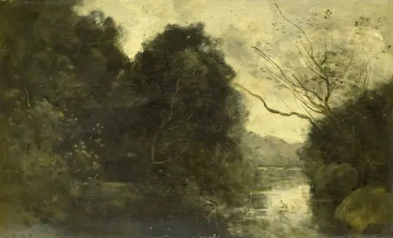 Pond in the Woods, Camille Corot, 1840 - 1875, oil on panel