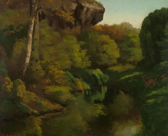 View in the Forest of Fontainebleau, Gustave Courbet, 1855, oil on canvas