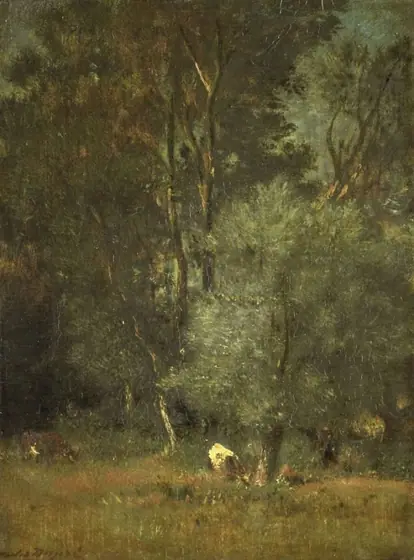 View in the Woods, Jules Dupré, 1840 - 1889, oil on canvas