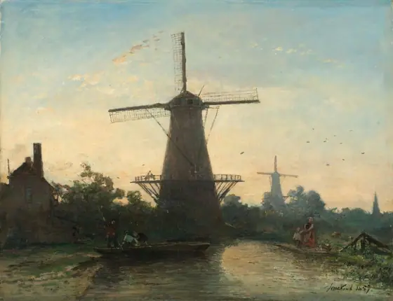 Windmills near Rotterdam, Johan Barthold Jongkind, 1857, oil on canvas