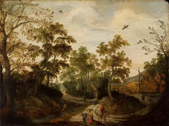 View of a Village, Willem van den Bundel, 1623, oil on panel