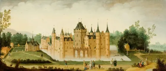 View of the Castle of Egmond aan den Hoef, Claes Jacobsz van der Heck, c. 1638, oil on panel
