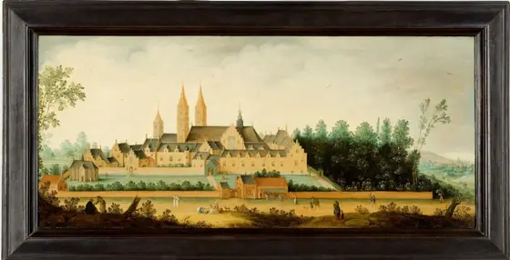 View of the Abbey of Egmond-Binnen, Claes Jacobsz van der Heck, 1638, oil on panel