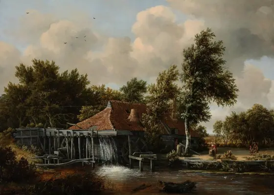 A Watermill, Meindert Hobbema, c. 1664, oil on panel