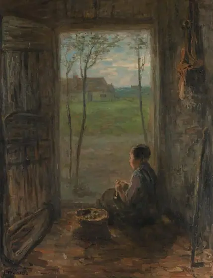 A Laren Scene, Jozef Israëls, 1905, oil on canvas