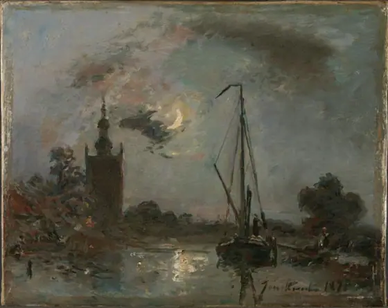 Overschie in the Moonlight, Johan Barthold Jongkind, 1871, oil on canvas
