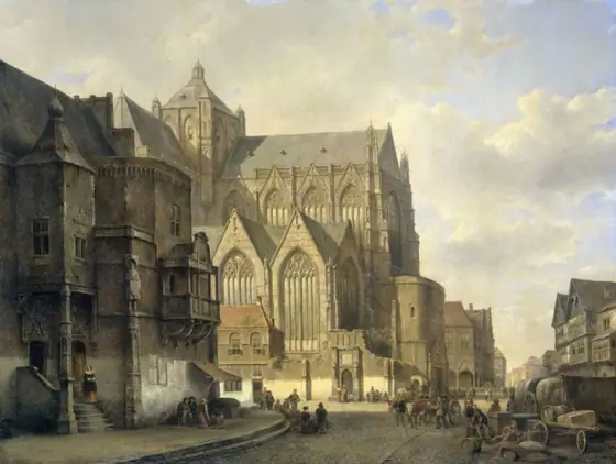 Townscape, Kasparus Karsen, 1840 - 1880, oil on canvas