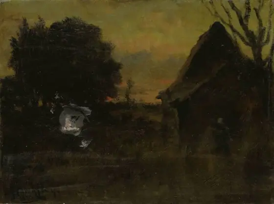 'At sundown', Arthur Hawksley, 1889, oil on canvas