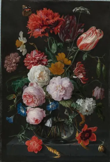 Still Life with Flowers in a Glass Vase, Jan Davidsz de Heem, 1650 - 1683, oil on copper
