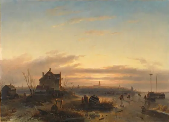 Winter Scene, with a City in the Distance, Charles Leickert, 1850, oil on canvas