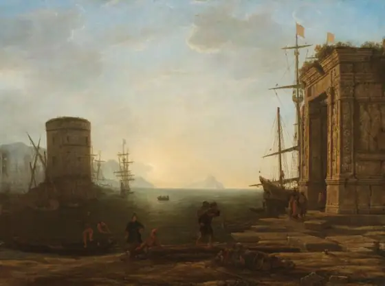 Harbour at Sunrise, Claude Lorrain, c. 1637 - c. 1638, oil on canvas