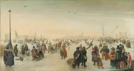 Enjoying the Ice near a Town, Hendrick Avercamp, c. 1620