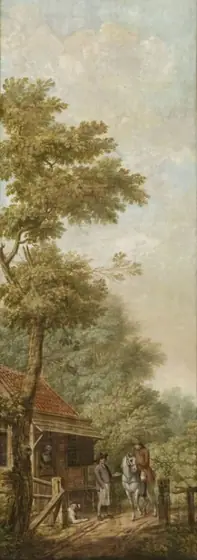 Three Painted Wall Hangings of a Dutch landscape, Jurriaan Andriessen, 1776, oil on canvas
