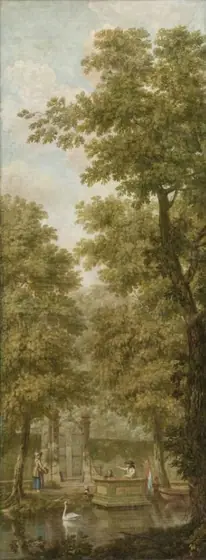 Three Painted Wall Hangings of a Dutch landscape, Jurriaan Andriessen, 1776, oil on canvas