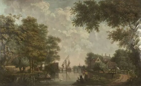 Three Painted Wall Hangings of a Dutch landscape, Jurriaan Andriessen, 1776, oil on canvas