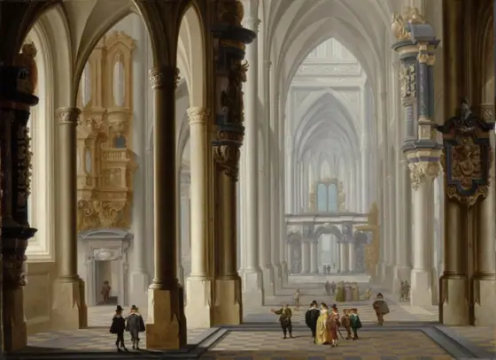 Interior of a Gothic Church, Anthonie Palamedesz, 1641