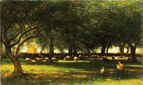 Noon in the Orchard, Worthington Whittredge, 1900, oil on canvas