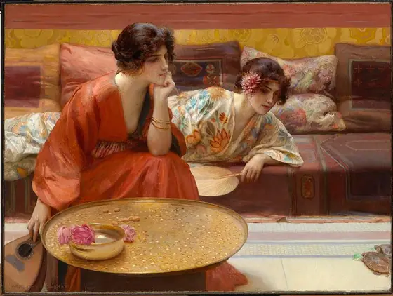 Idle Hours, H. Siddons Mowbray, 1895, oil on canvas