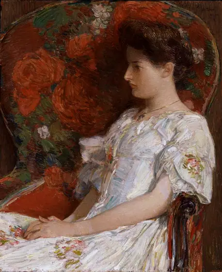 The Victorian Chair, Childe Hassam, 1906, oil on wood