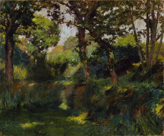 Wooded Landscape, Samuel Isham, oil on canvas