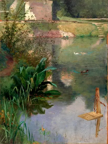 Margin of a Moat, Eliphalet Fraser Andrews, oil on canvas