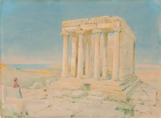 Temple of Nike Apteros, Henry Bacon, watercolor