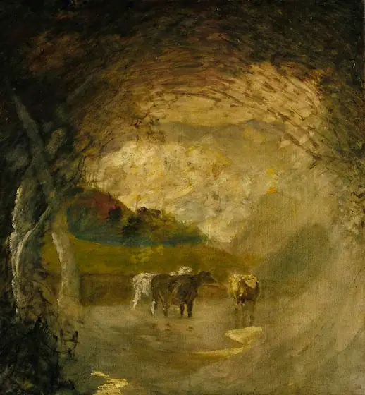 Landscape with Trees and Cattle, Albert Pinkham Ryder, before 1897, oil on canvas