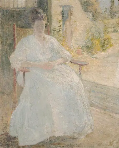 Figure in Sunlight (Artist's Wife), John Henry Twachtman, ca. 1890-1900, oil on canvas