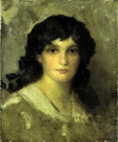 Head of a Young Woman, James McNeill Whistler, ca. 1890, oil on canvas mounted on wood panel