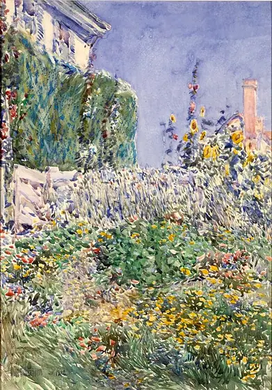 Thaxter's Garden, Childe Hassam, 1892, watercolor on paper
