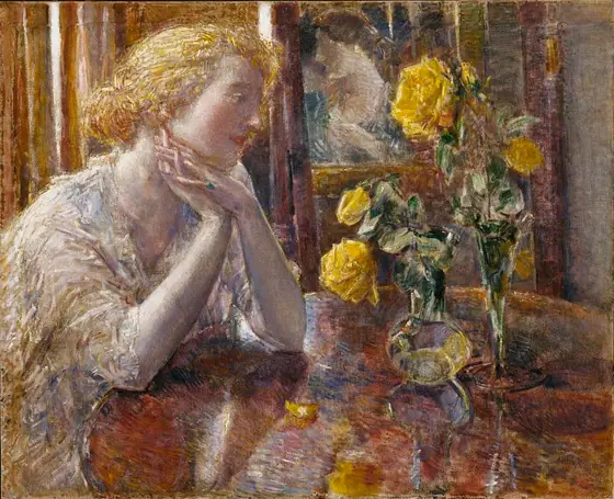 Maréchal Niel Roses, Childe Hassam, 1919, oil on canvas