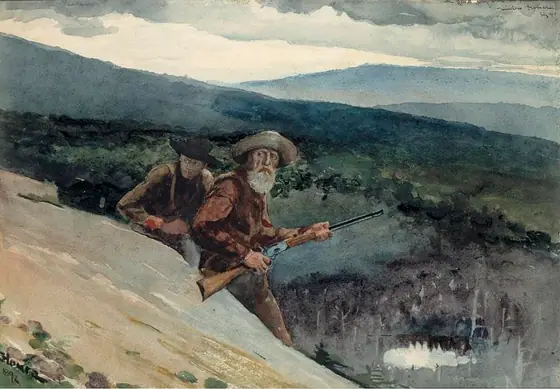 Bear Hunting, Prospect Rock, Winslow Homer, 1892, watercolor and pencil on paper