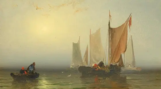 Marine Study, Franklin D. Briscoe, 1860-1900, oil on paperboard