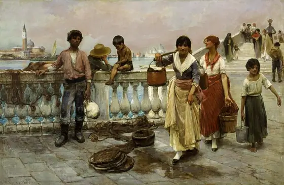 Water Carriers, Venice, Frank Duveneck, 1884, oil on canvas
