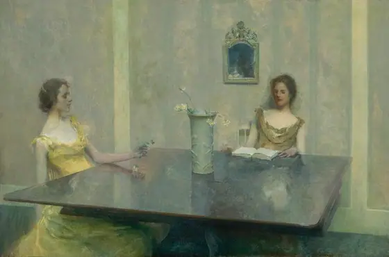 A Reading, Thomas Wilmer Dewing, 1897, oil on canvas