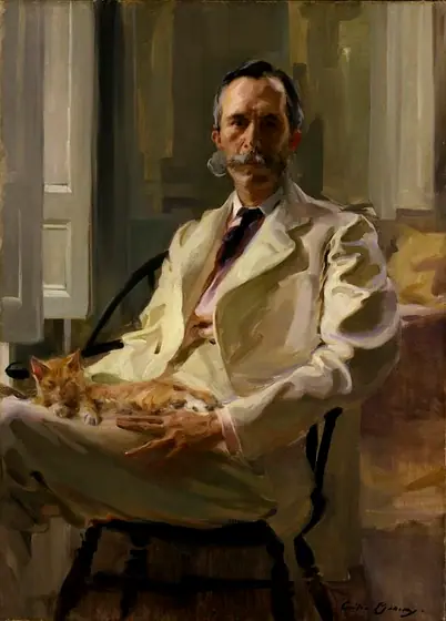 Man with the Cat (Henry Sturgis Drinker), Cecilia Beaux, 1898, oil on canvas