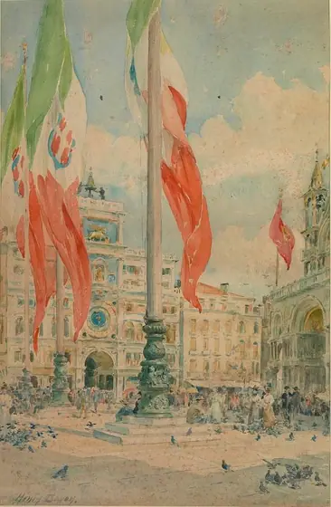 Piazza San Marco, Henry Bacon, 1839-1912, watercolor