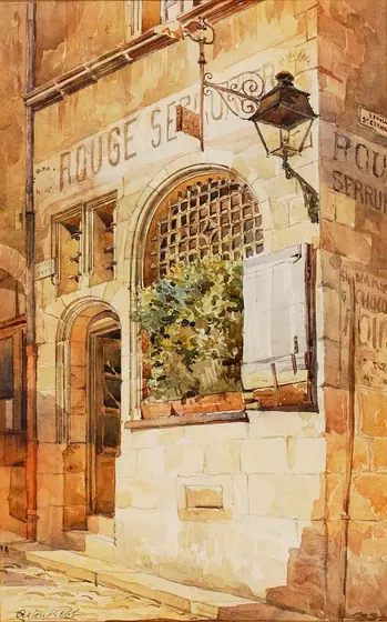 Locksmith's Shop, Sir Aston Webb, English, 1924, watercolor on paper