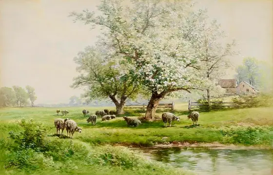Pastoral Landscape, Carl Weber, watercolor