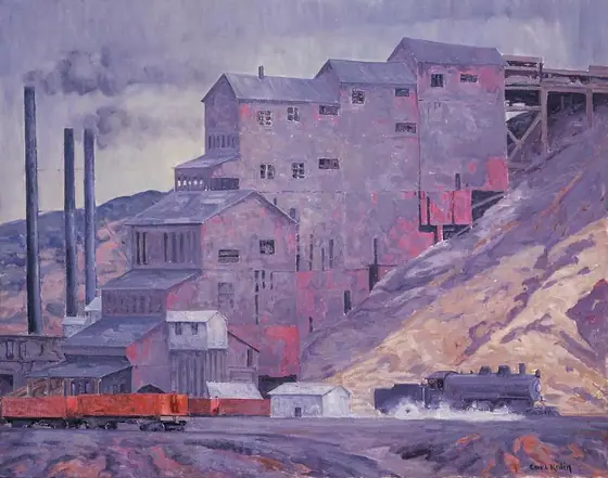 At Madrid Coal Mine, New Mexico, Carl Redin, 1934, oil on canvas