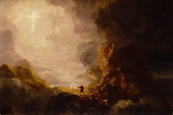 The Pilgrim of the Cross at the End of His Journey (study for series, The Cross and the World), Thomas Cole, ca. 1846-1848, oil on canvas