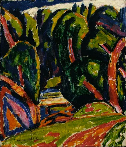 Red Tree, Marsden Hartley, 1910, oil on fiberboard