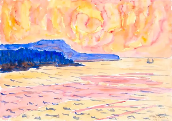 Watercolor no. 6, Blue Coast, Allen Tucker, 1936, watercolor