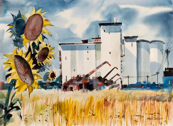 Grain Elevator, Kansas, Robert Johnson, n.d., watercolor