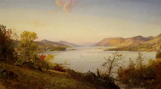 Greenwood Lake, Jasper Francis Cropsey, 1875, oil on canvas mounted on masonite