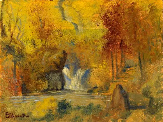 Autumn Landscape, Louis M. Eilshemius, ca. 1919, oil on paperboard
