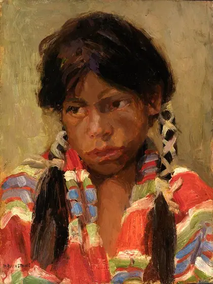 Indian Boy (Joe Archelita), Harriet Blackstone, 1918, oil on paperboard