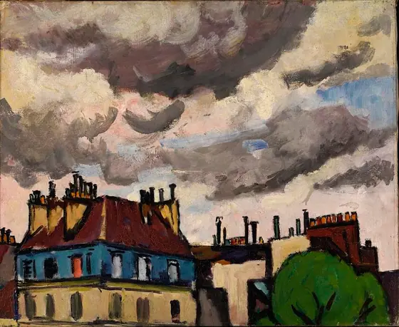 Rooftops and Clouds, Paris, H. Lyman Saÿen, 1910-1912, oil on canvas