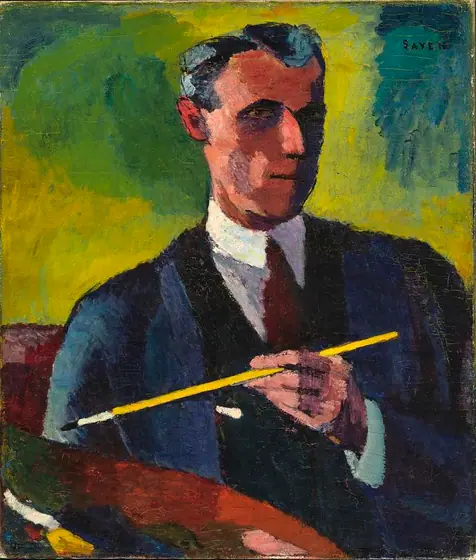 Self-Portrait, H. Lyman Saÿen, 1910-1913, encaustic on canvas
